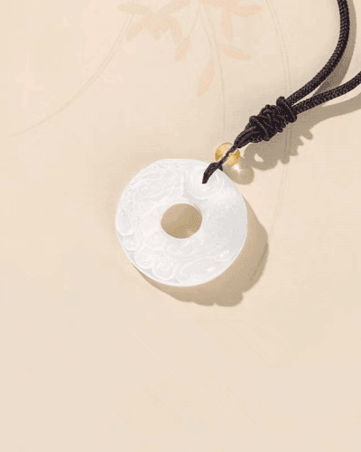 Minimalist Black Obsidian Peace Buckle Pendant Necklace