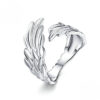 White Gold Plated Adjustable Feather Ring S925 Silver SHOW