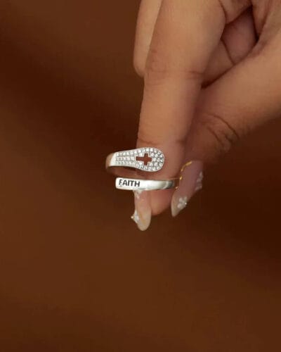White Gold Plated Faith And Cross Ring Wholesale 1