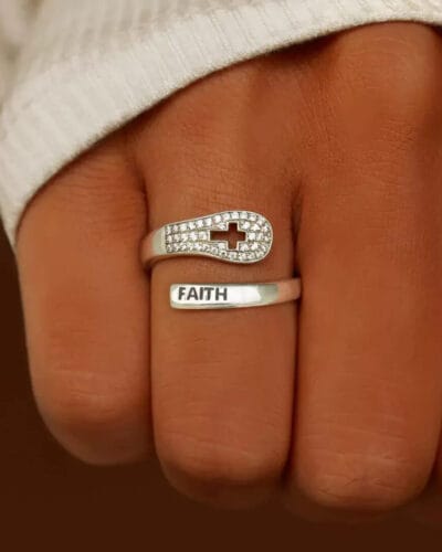 White Gold Plated Faith And Cross Ring Wholesale 2