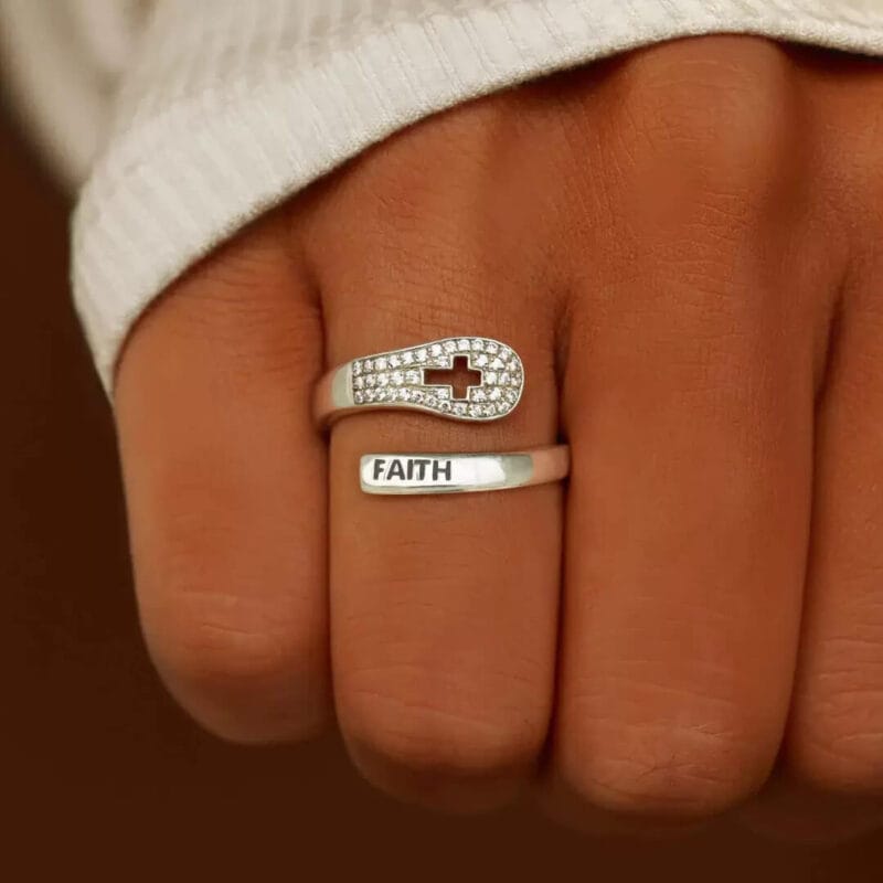 White Gold Plated Faith And Cross Ring Wholesale 2