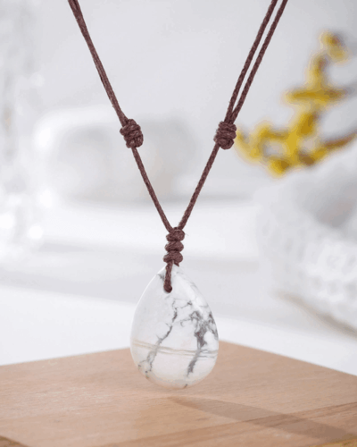 Natural Crystal Pendant Adjustable Woven Necklace Unisex