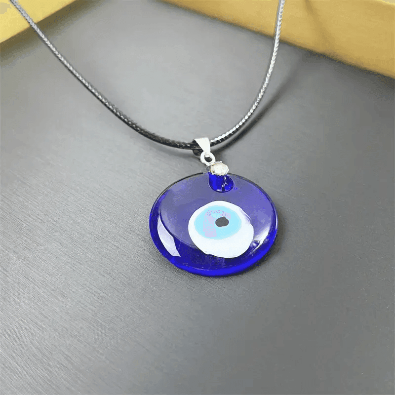 Vintage Blue Glass Pendant Evil Eye Crystal Necklaces