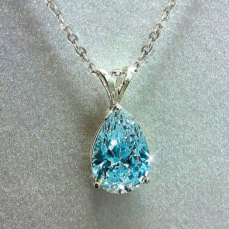 Wholesale Copper Necklace with Teardrop Zircon Pendant