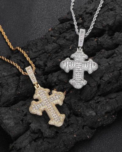 Wholesale Cross Zircon Necklace with Rope Chain
