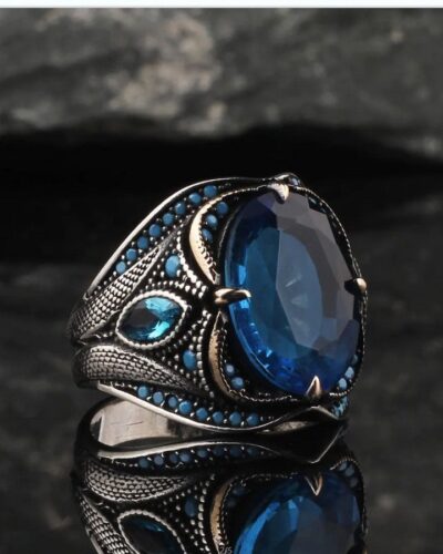 Wholesale Mens Fashion Rings with Blue Stone