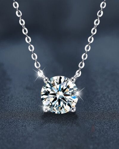 Wholesale Moissanite Necklace with 4 Prong Gold Plated