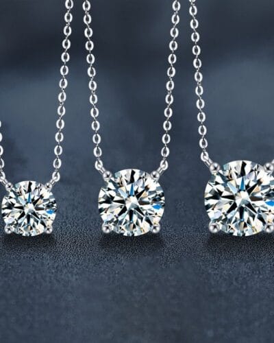 Wholesale Moissanite Necklace with 4 Prong Gold Plated 2