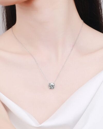 Wholesale Moissanite Necklace with 4 Prong Gold Plated 3