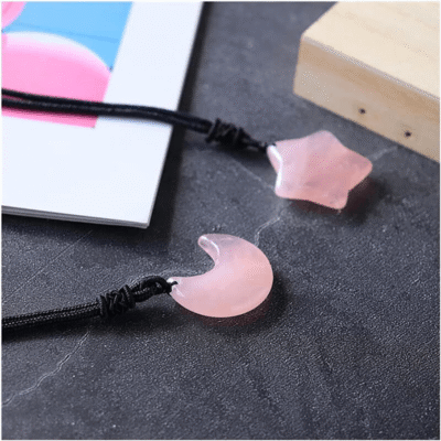 Wholesale Natural Rose Quartz Pendants Moon & Star