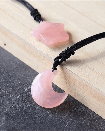Wholesale Natural Rose Quartz Pendants Moon & Star