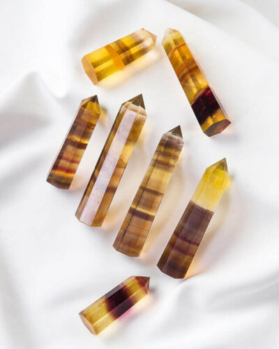 Wholesale Stripe Yellow Fluorite Crystal Towers