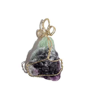 Wire-Wrapped Raw Fluorite Stone Pendants Necklaces Bulk