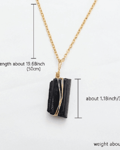 Wire-Wrapped Raw Stone Black Tourmaline Necklace Wholesale