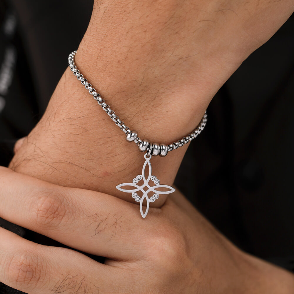 Alternative view of Witches Knot Stainless Steel Box Chain Necklace