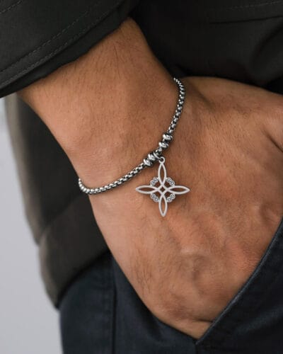 Witches Knot Stainless Steel Box Chain Necklace 10 1