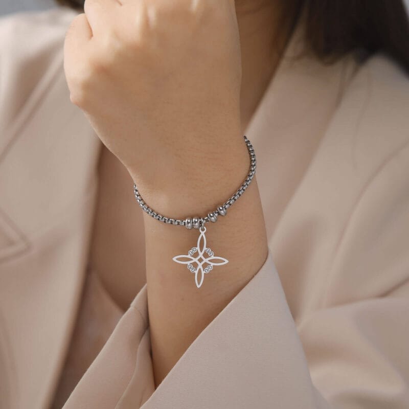 Witches Knot Stainless Steel Box Chain Necklace 4