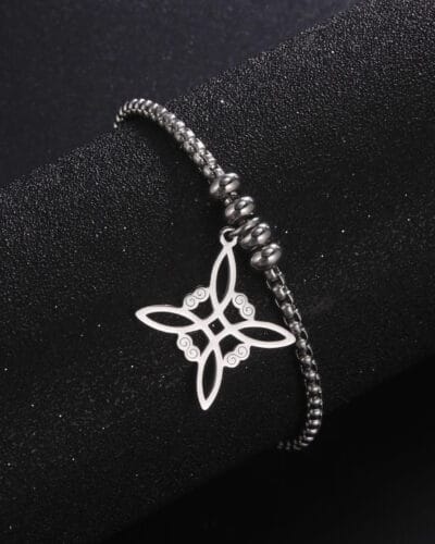 Witches Knot Stainless Steel Box Chain Necklace 5 2