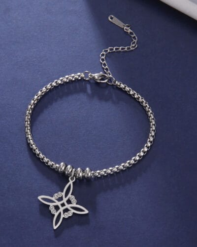 Witches Knot Stainless Steel Box Chain Necklace 7 1