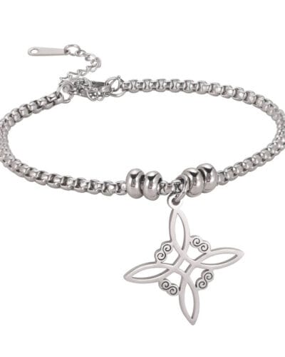 Witches Knot Stainless Steel Box Chain Necklace 8 1