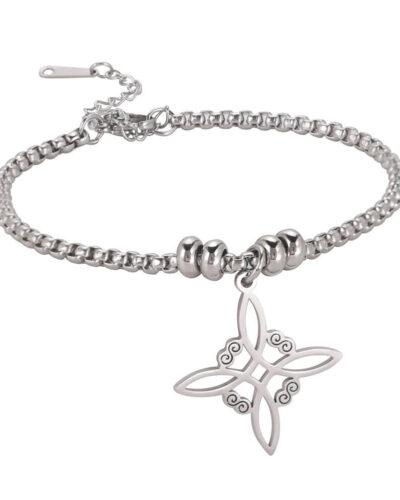 Witches Knot Stainless Steel Box Chain Bracelet