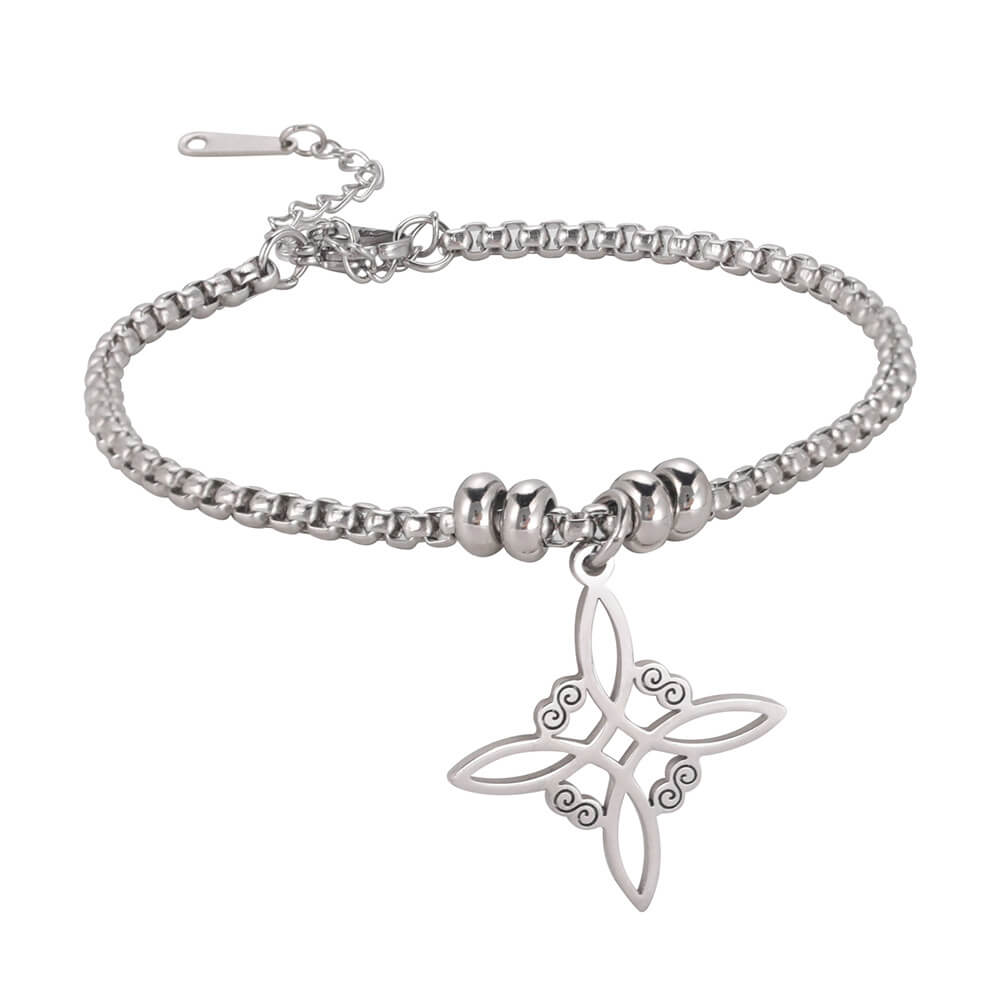 Witches Knot Stainless Steel Box Chain Bracelet