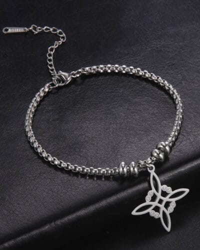 Witches Knot Stainless Steel Box Chain Necklace 9 1