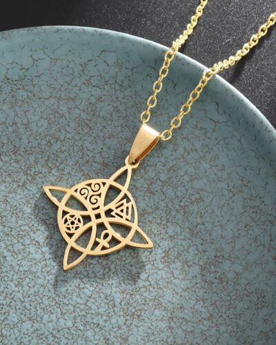 Witchs Knot Pendant Men Stainless Steel Necklace