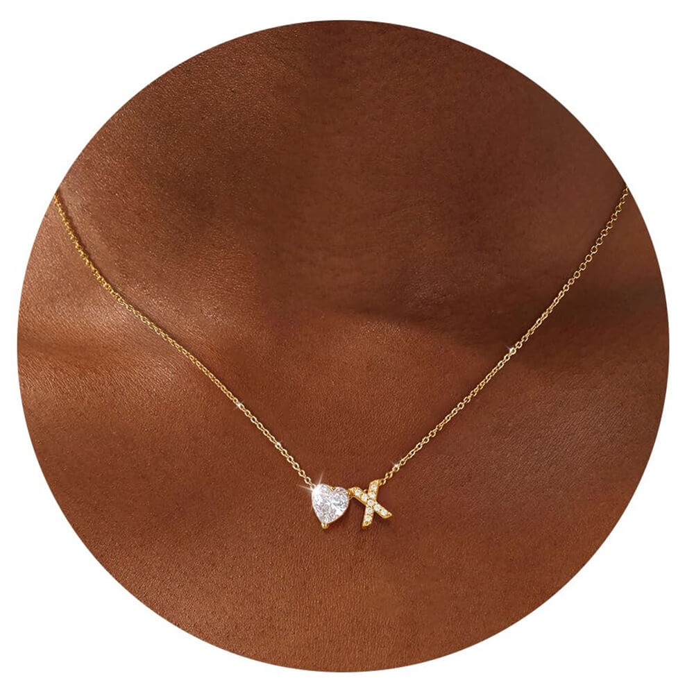 18K Gold Plated Initial Letter A-Z Pendant Necklace Heart Bulk - Image 15