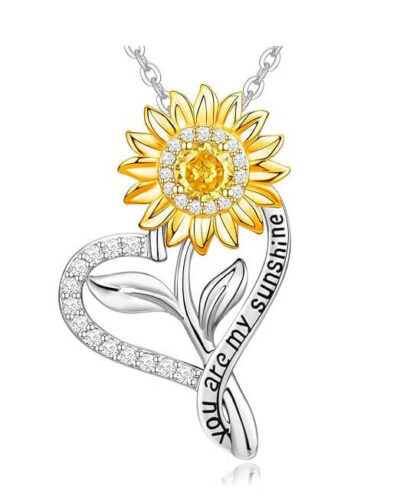 You Are My Sunshine Sunflower Necklace Sterling Silver 925