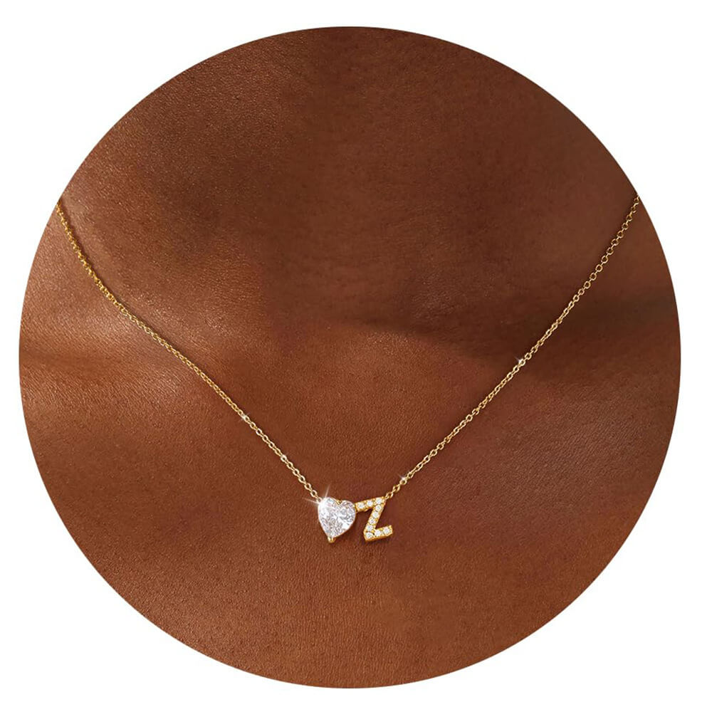 18K Gold Plated Initial Letter A-Z Pendant Necklace Heart Bulk - Image 17