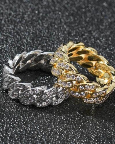 Zircon Cuban Link Mens Ring 18K Gold Platedの別ビュー