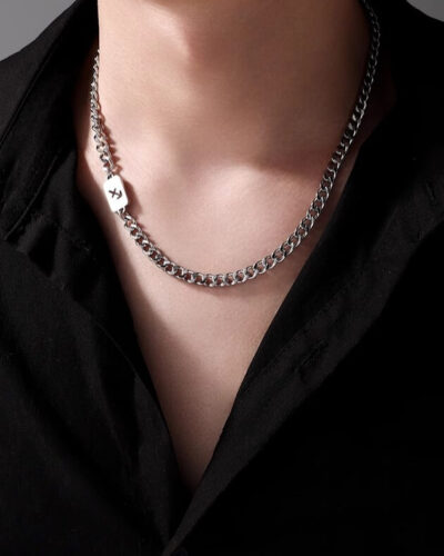 Vaihtoehtoinen näkymä Zodiac Sign Titanium Steel Cuban Link Chain for Men:stä