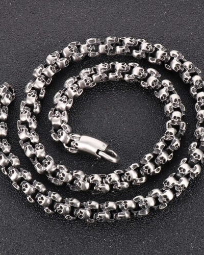 Alternative view of Retro Punk 316L Stainless Steel Skull Chain for Men Halloween