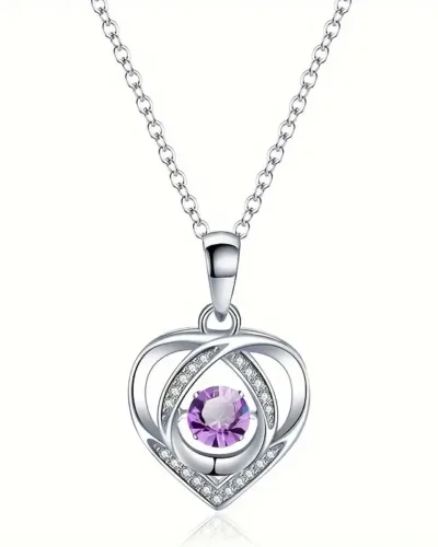 Alloy Chain Zirconia Love Pendant Necklace Wholesale-purple