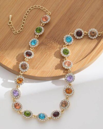 Bling Colorful Full Diamond Necklace Choker Wholesale (1)