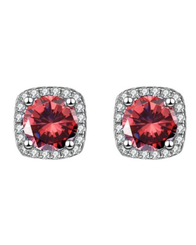 Simple Sugar Square Zircon Stud Earrings Wholesale RED