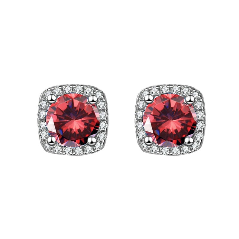 Simple Sugar Square Zircon Stud Earrings Wholesale RED