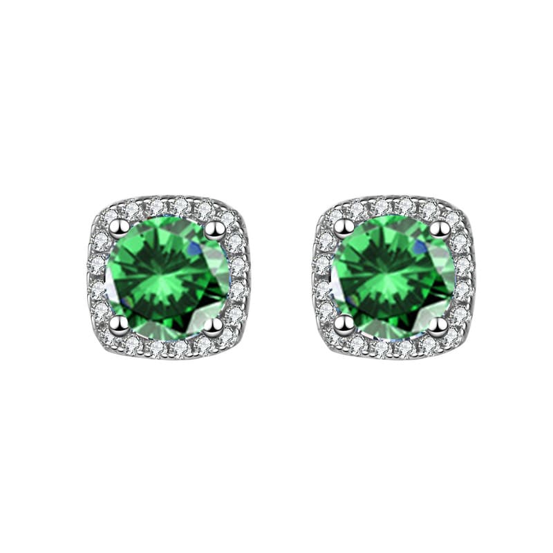 Simple Sugar Square Zircon Stud Earrings Wholesale GREEN