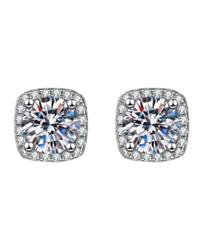 Simple Sugar Square Zircon Stud Earrings Wholesale WHITE