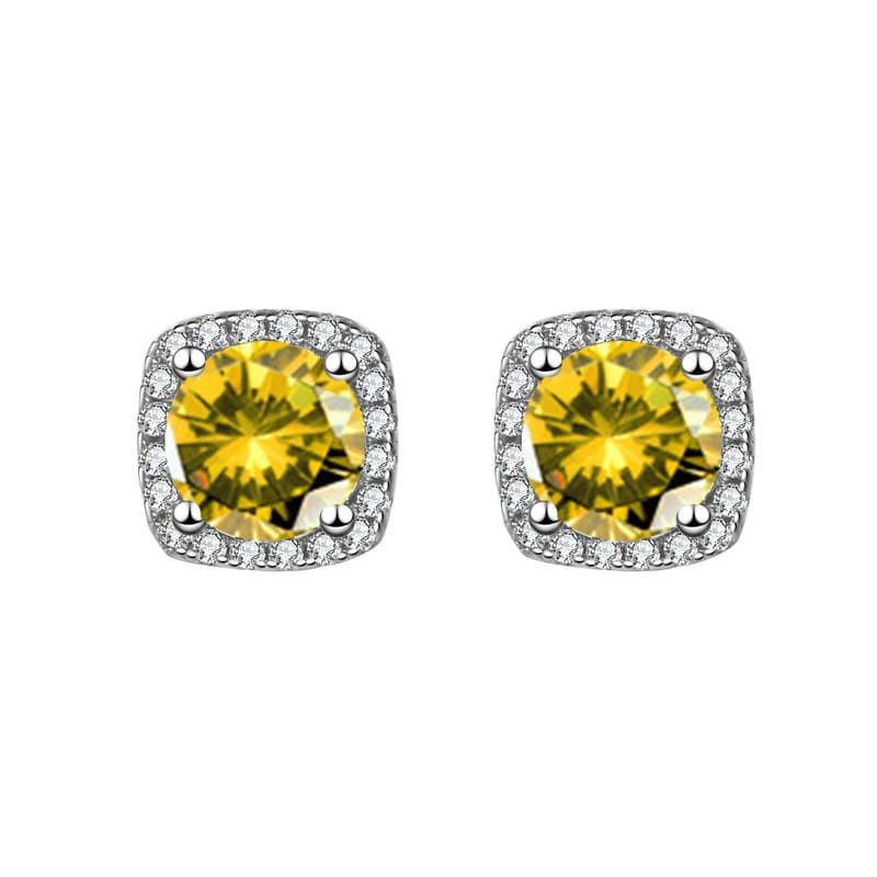 Simple Sugar Square Zircon Stud Earrings Wholesale YELLOW