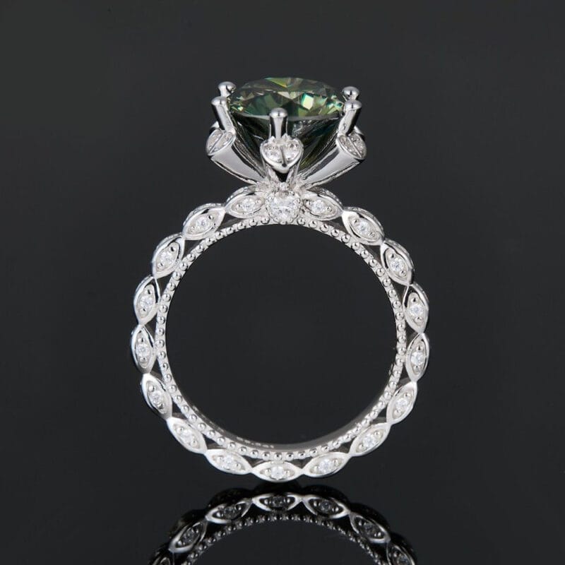 Dazzling 925 Silver 5 Carat 6-Prong Green Moissanite Ring for Mom Wife