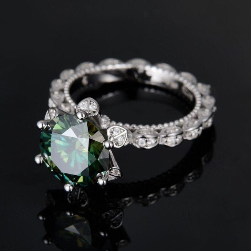 Dazzling 925 Silver 5 Carat 6-Prong Green Moissanite Ring for Mom Wife