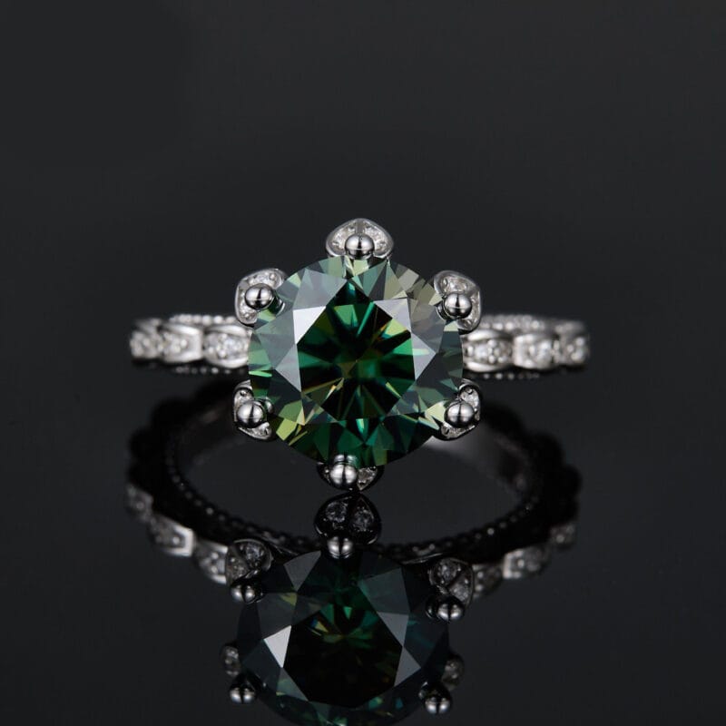 Dazzling 925 Silver 5 Carat 6-Prong Green Moissanite Ring for Mom Wife