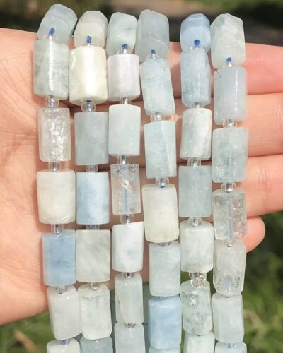 Alternative view of 8mm Aquamarine Gemstone Beads Columnar Bulk