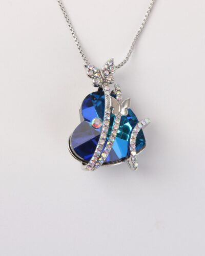 Alternativní pohled na Cute Butterfly Blue Heart Necklace for Women Box Chain