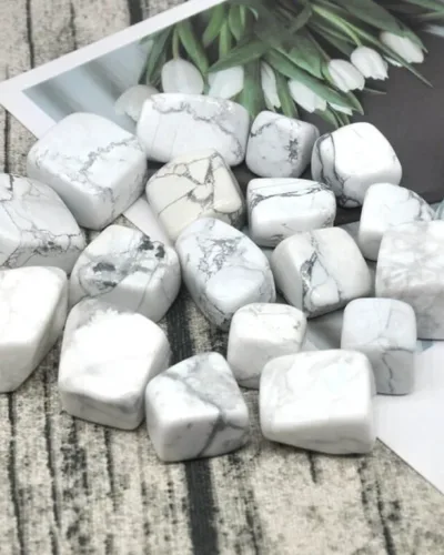 Bulk White Howlite Crystal Tumbling Stones