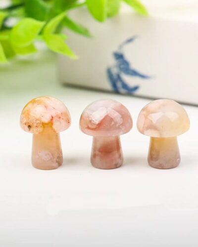 Pink Mini Cherry Flower Agate Mushroom Gem