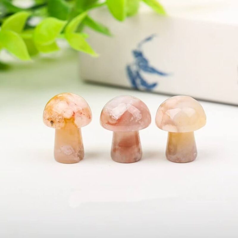 Pink Mini Cherry Flower Agate Mushroom Gem