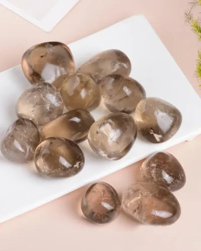Clear Brown Smoky Quartz Tumbled Rocks Bulk